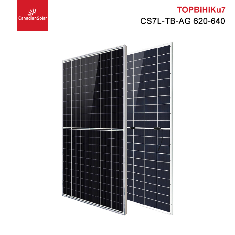 Paneles solares canadienses TOPBiHiKu7 tipo N TOPCon fotovoltaico bifacial 650W 645W 640W 635W